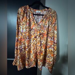 Entro Floral Blouse - Orange, Purple, White